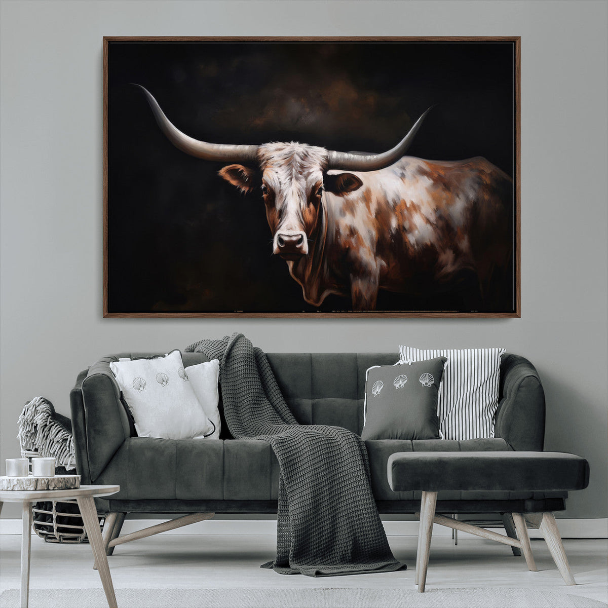 Texas Longhorn Wall Art Canvas Print | Western Ranch Decor |