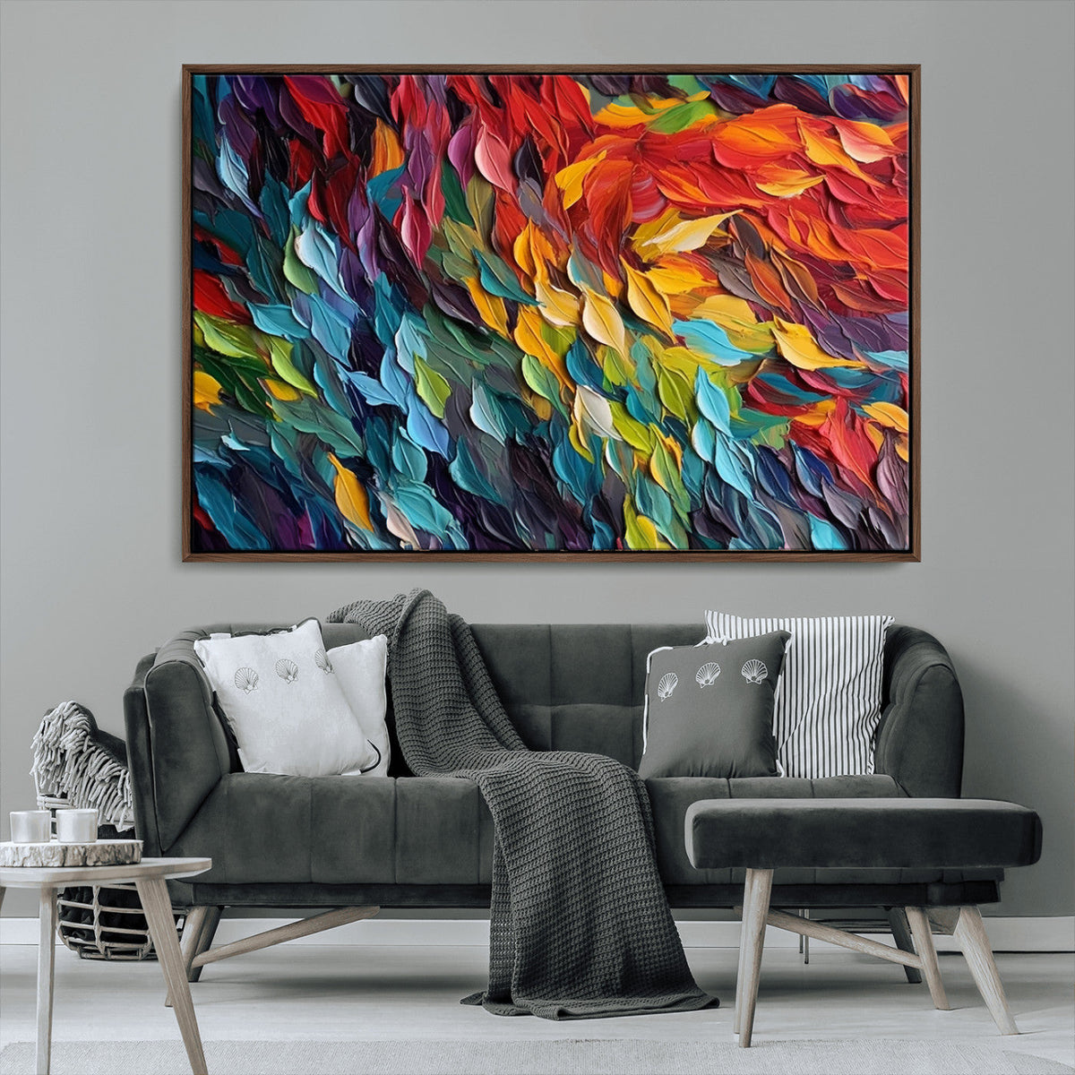 Vibrant Abstract Leaf Wall Art Canvas Print | Bold Colorful