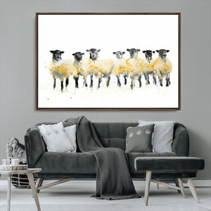 Farmhouse Wall Art Sheep Print | Ready to Hang Framed Canvas
