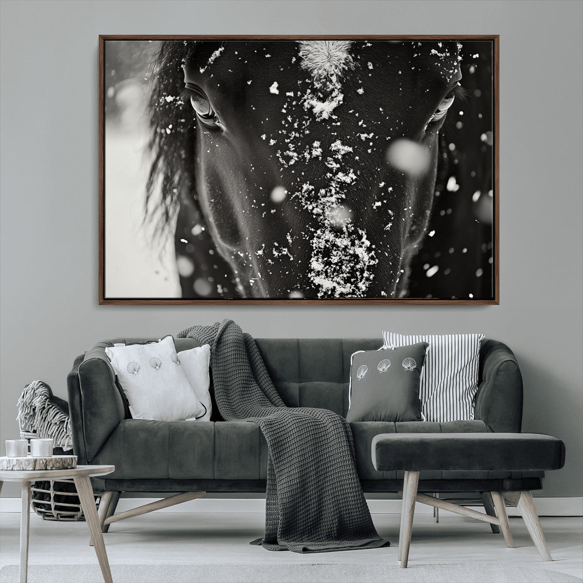 Winter Horse Snow Wall Art Canvas Print