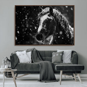 Winter Horse Wall Art | Black and White Horse Print | Ready