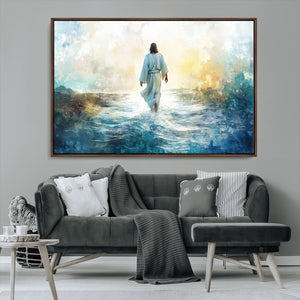 Watercolor Jesus Walking on Water Canvas Print, Christian