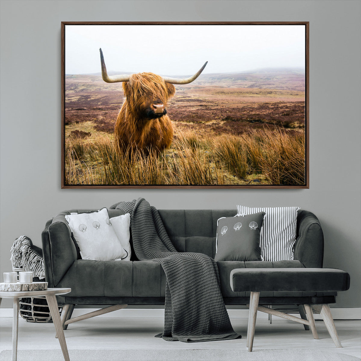 Scottish Highland Cow Canvas Wall Art – Rustic Farmhouse