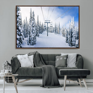 Winter Ski Lift Wall Art Print - Landscape Wall Art | Snowy