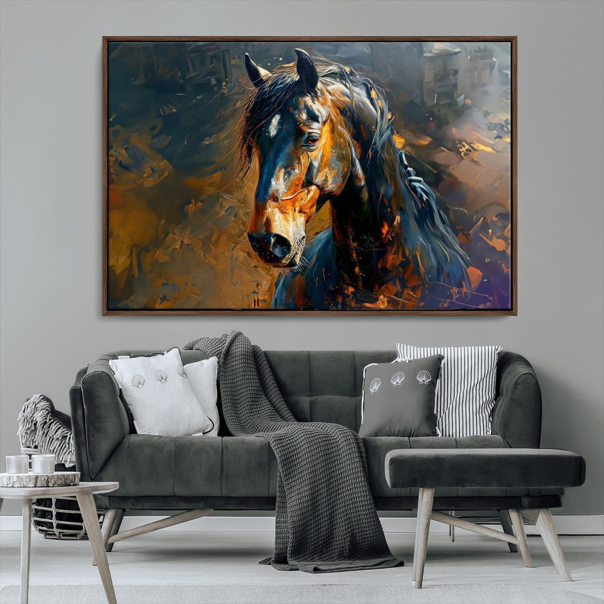 Abstract Horse Wall Art Canvas Print | Farmhouse Wall Decor