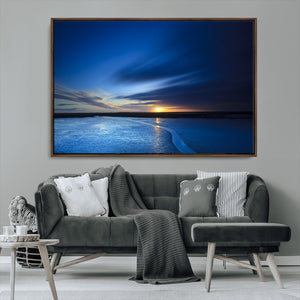 Blue Sunset Ocean Canvas Wall Art Print – Serene Coastal