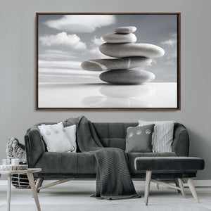 Still Life Black and White Zen Stones Wall Art Canvas,