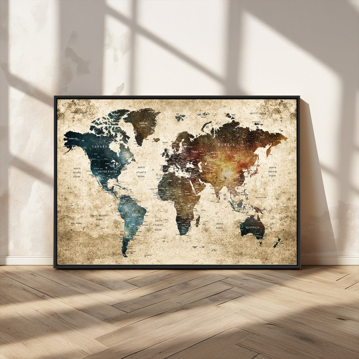 World Map Canvas Print – Detailed Map of the World Wall Art