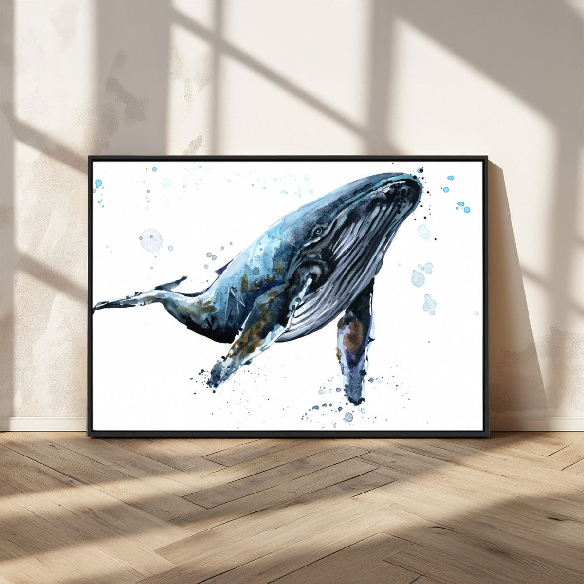 Watercolor Whale Wall Art Canvas Print