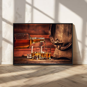 Whiskey and Cigar Canvas Wall Art | 3 Panel Bar Room Decor