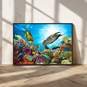 Aquatic Life Sea Turtles Fish Wall Art Canvas Print