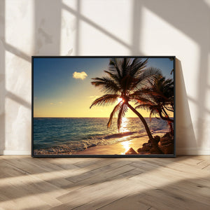 Sunset Palm Trees Wall Art Canvas Print