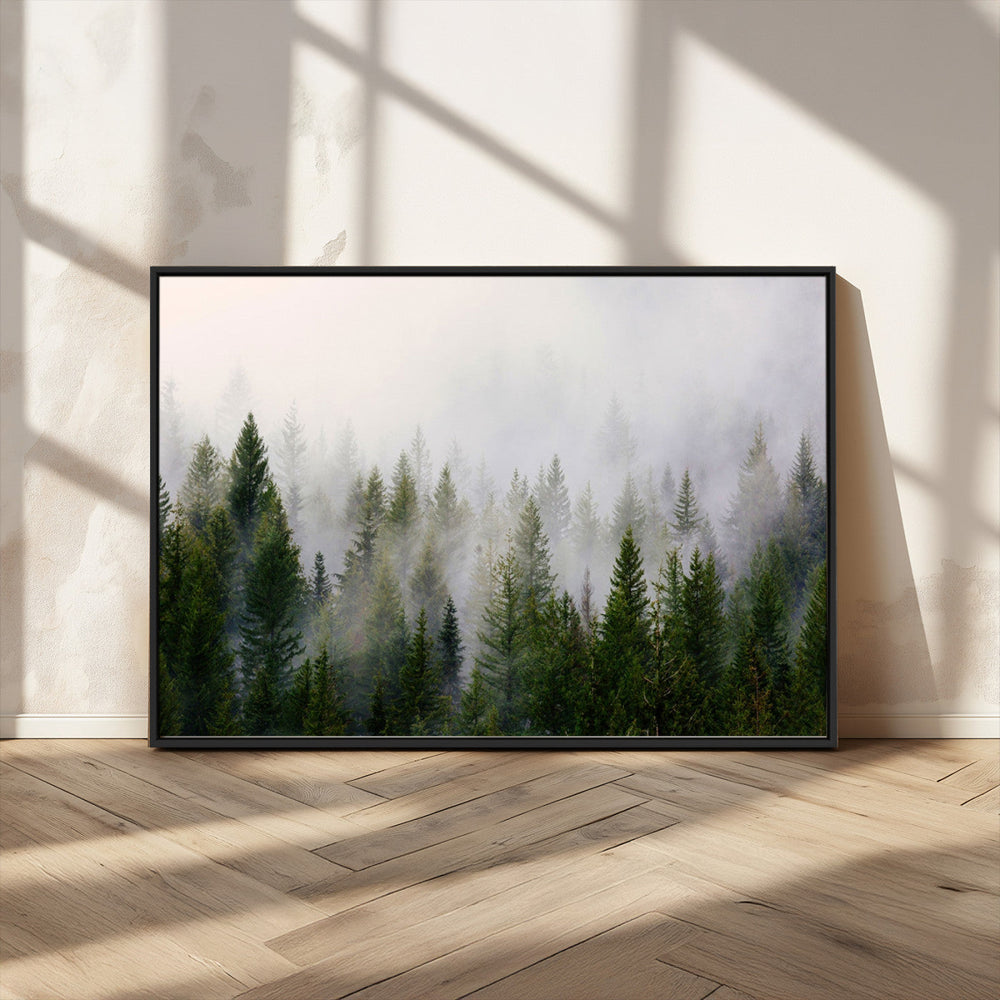Forest Wall Art Canvas Print | Foggy Forest Wall Art | Pine