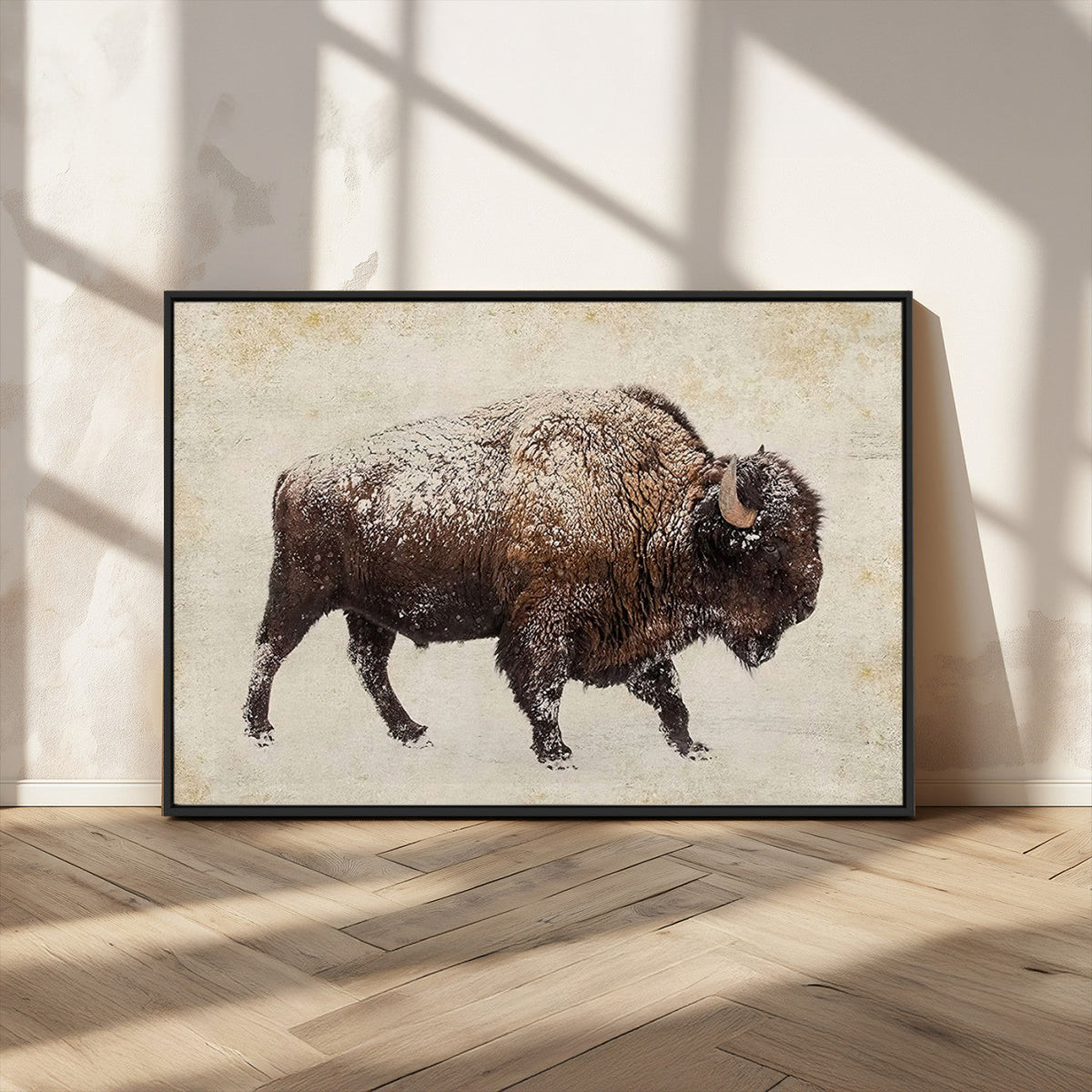 Buffalo Wall Art, Western Bison Canvas Print, Rustic Buffalo