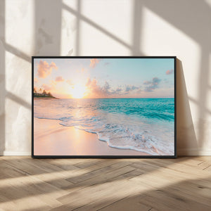 Beach Sunrise Wall Art, Coastal Seascape Canvas Print, Ocean