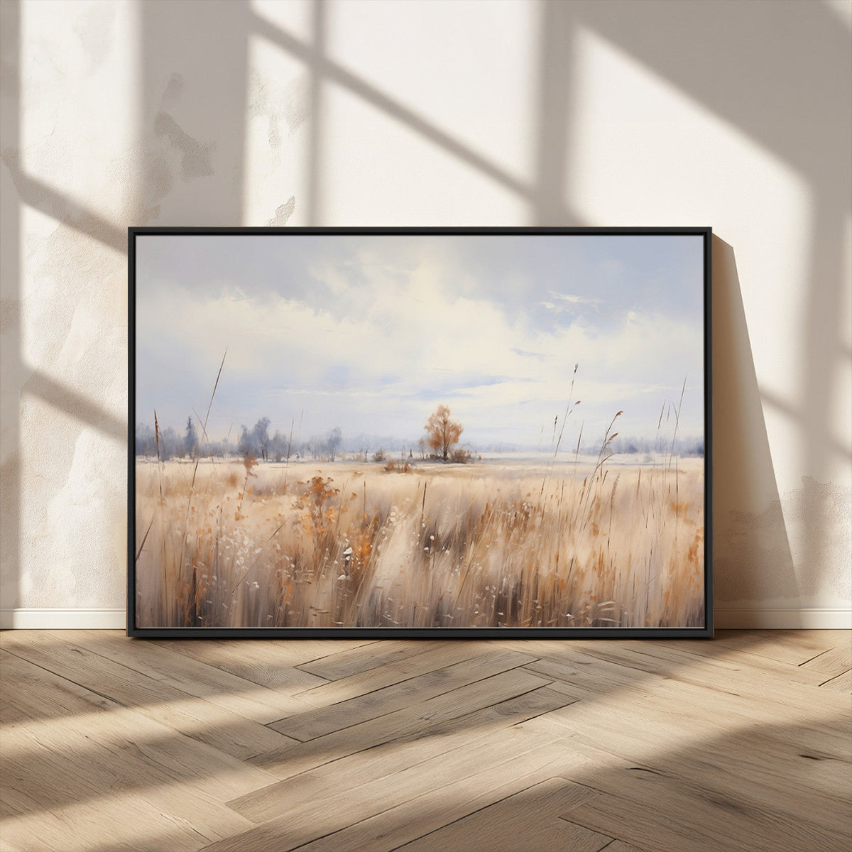 Golden Fields Wall Art Print Canvas – Serene Landscape of