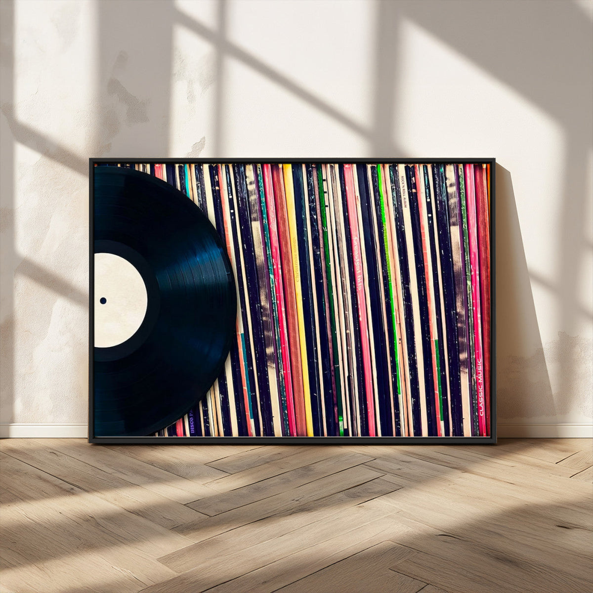 Vinyl Record and Album Collection Canvas Wall Art - Retro
