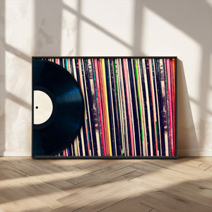 Vinyl Record and Album Collection Canvas Wall Art - Retro
