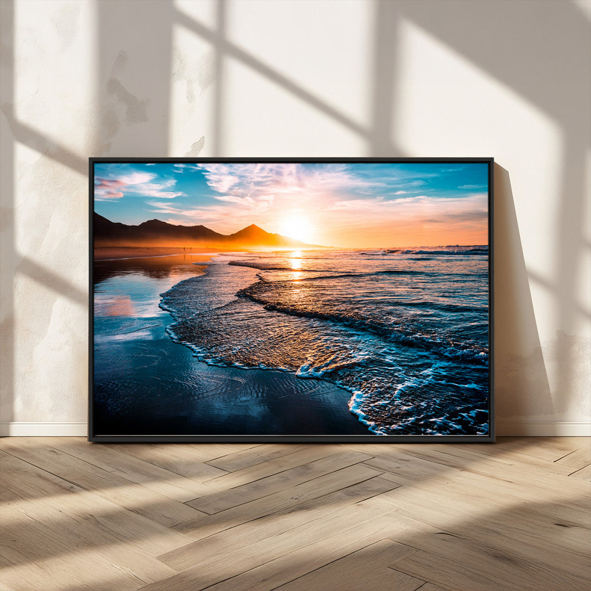 Sunset Beach Ocean Canvas Wall Art – Tranquil Ocean
