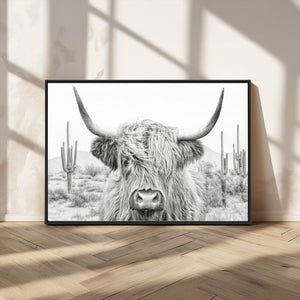 Rustic Charm | Cow Longhorn Black White Bighorn Wall Art