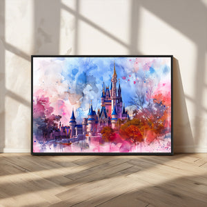 Disney Wall Art: Dreamy Watercolor Cinderella Castle Canvas