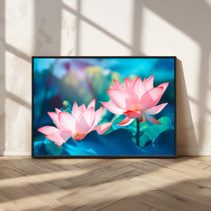 Pink Lotus Flower Canvas Wall Art | Vibrant Floral Wall