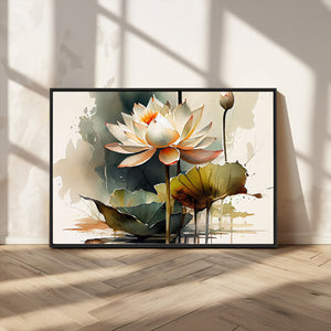 Lotus Flower Watercolor Canvas Print – A Symbol of Serenity