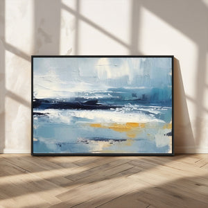Abstract Ocean Canvas Wall Art - Coastal Blue and Gold
