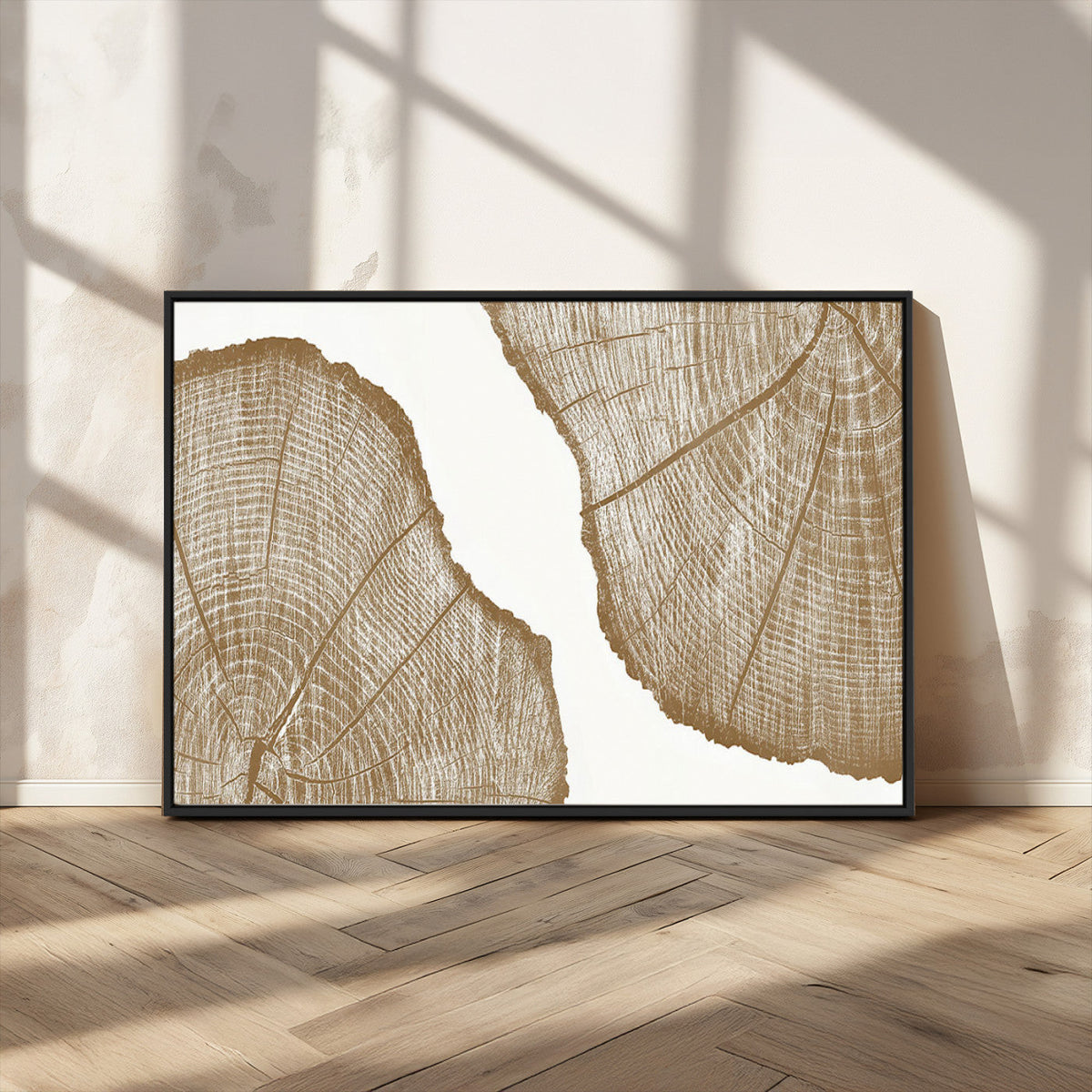 Rustic Brown Tree Ring Wall Art Canvas Print – Framed and