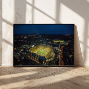 Michigan Stadium Night Game Wall Art – Sports Arena Aerial