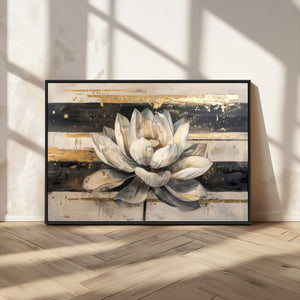 Lotus Flower Wall Art – Framed Abstract Floral Canvas