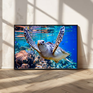 Underwater Sea Turtle Wall Art Canvas Print – Vibrant Ocean
