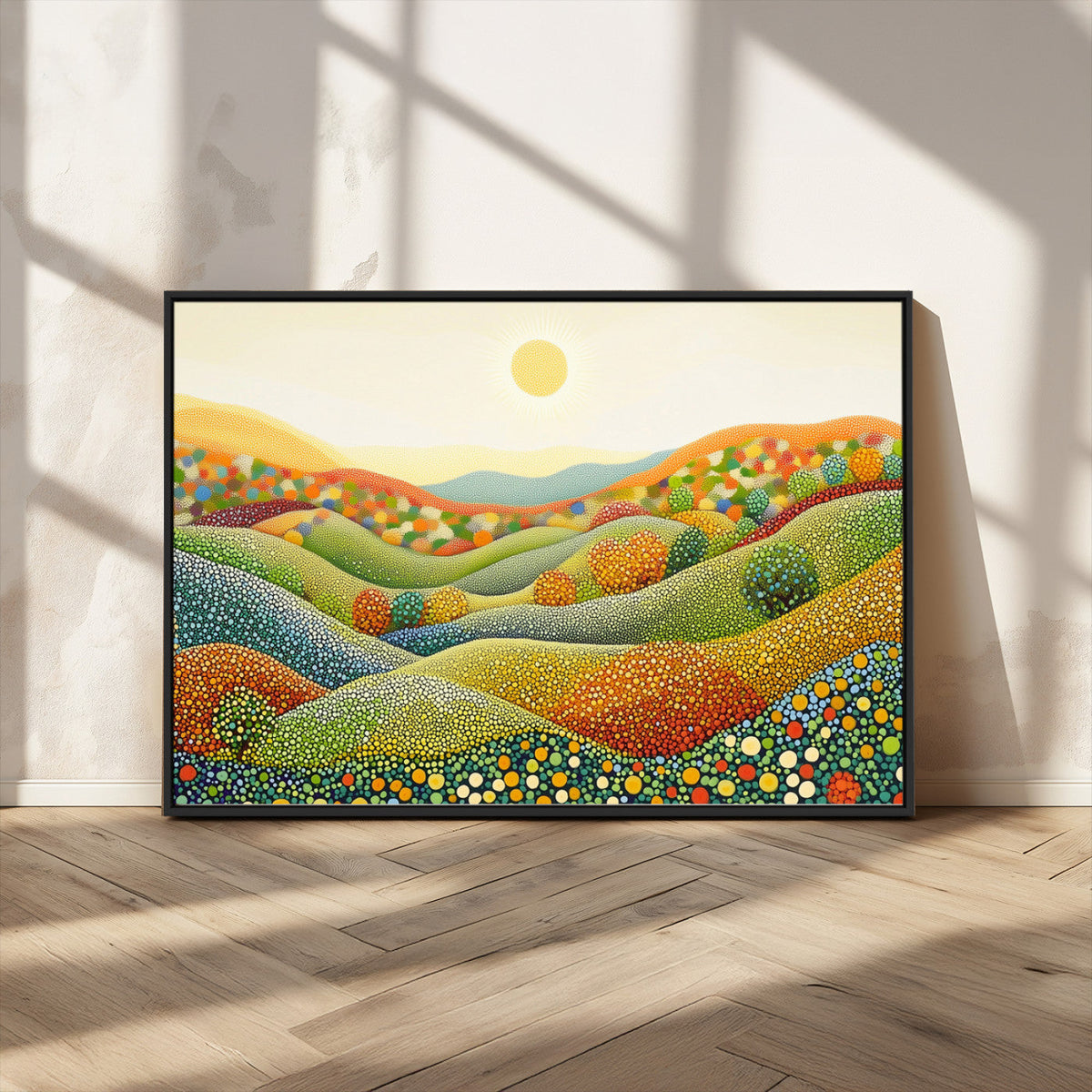 YAYOI KUSAMA Wall Art - Colorful Dot Art Landscape Canvas,