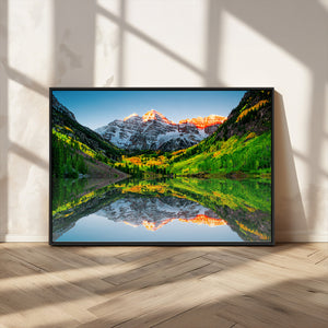 Sunrise Maroon Bells Lake Wall Art Canvas Print – Framed Elk