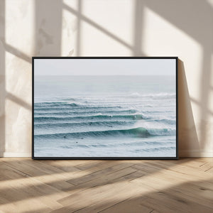 Ocean Waves Wall Art Canvas Print – Framed Surfer Lineup
