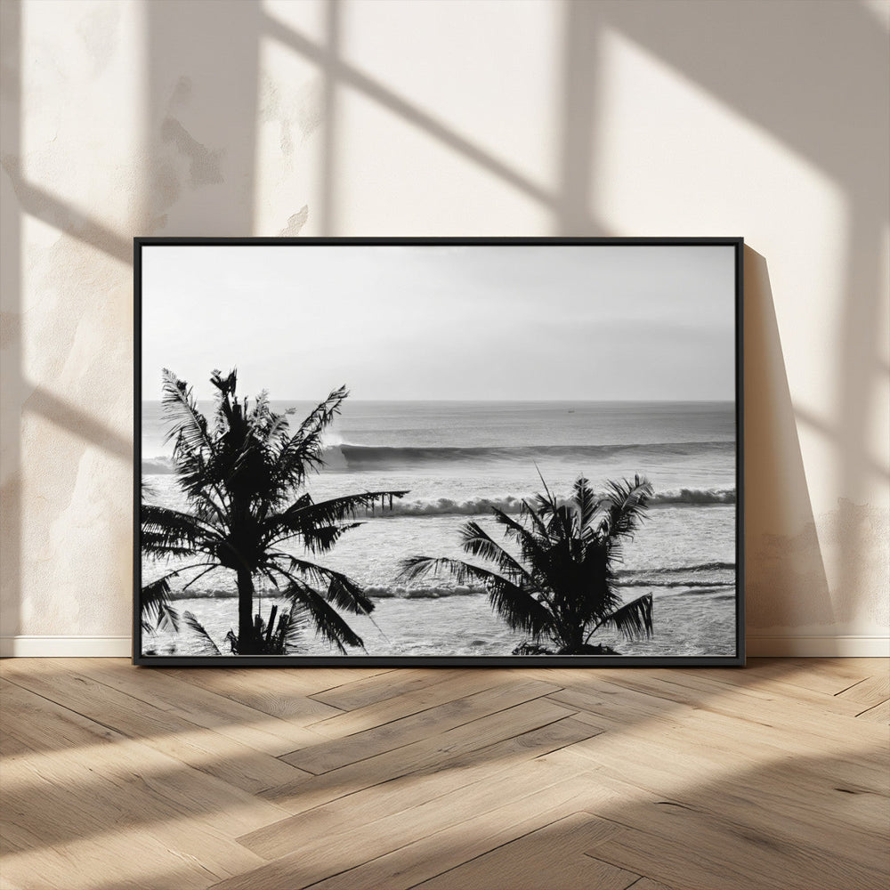 Tropical Coastline Wall Art Canvas Print – Framed Palm Trees