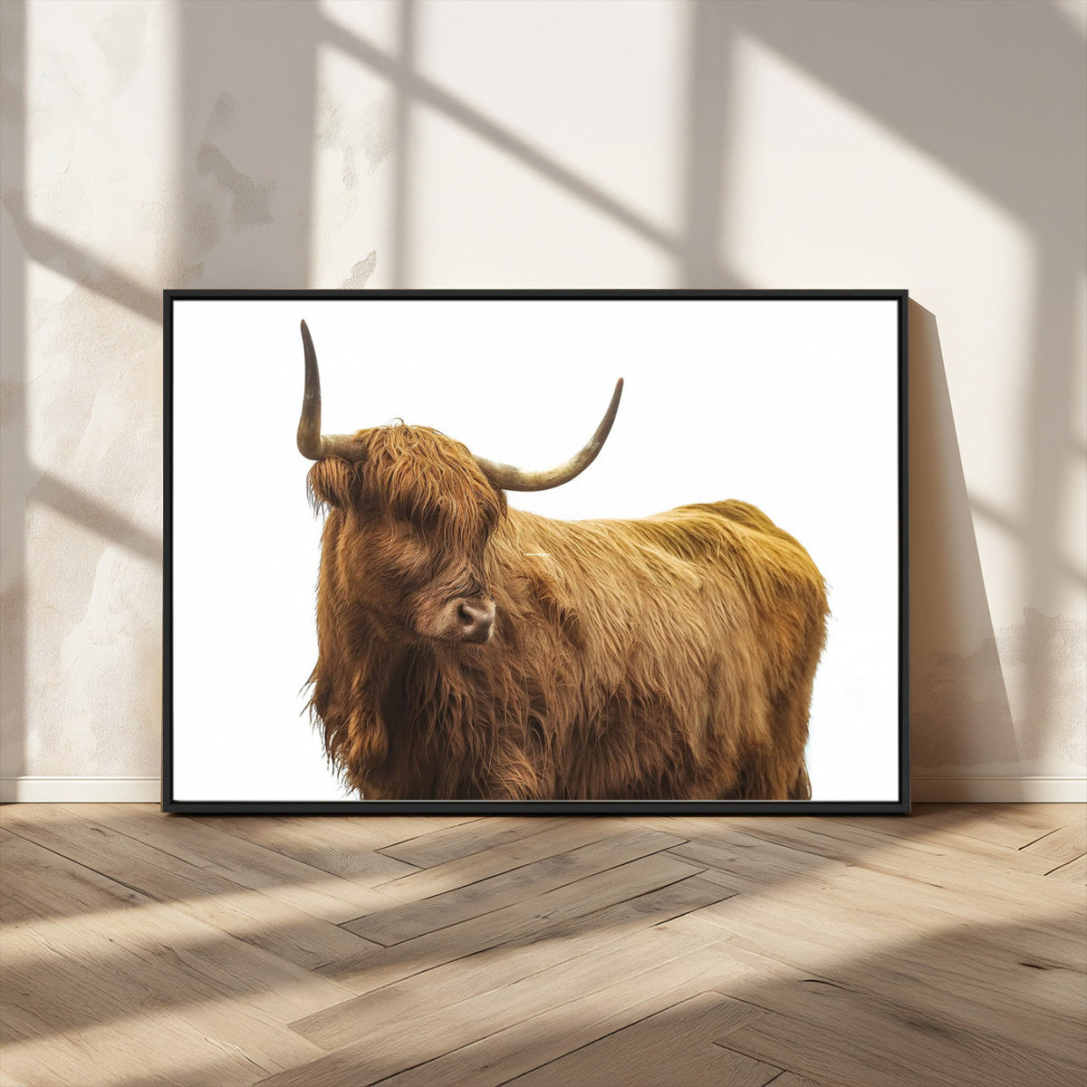 Highland Cow Wall Art Canvas Print – Framed Farmhouse Rustic
