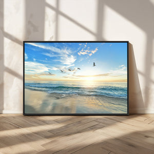 Minimalist Seaside Wall Art Canvas Print – Morning Glow