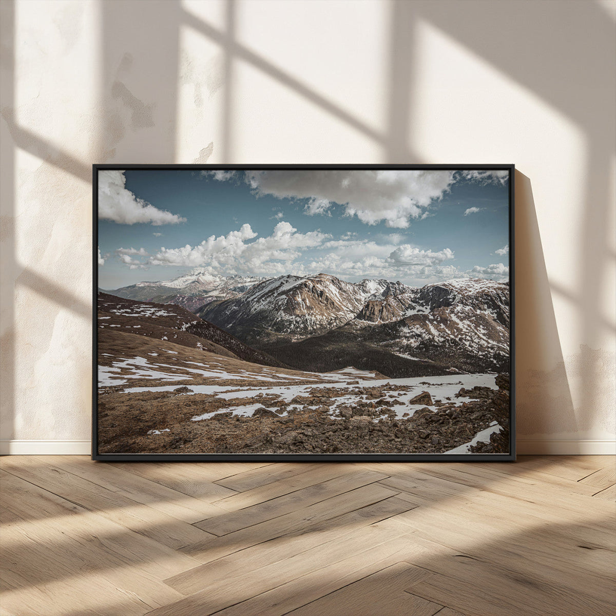 Mountain Landscape Wall Art Canvas Print – Framed Snowy
