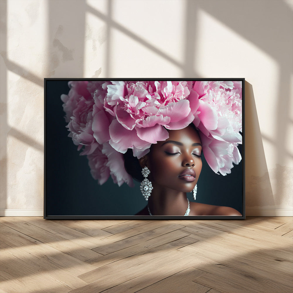 Black Beauty Petal Crown Wall Art Canvas Print – Floral