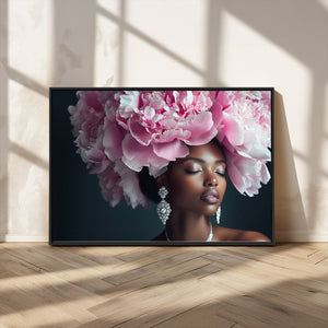 Black Beauty Petal Crown Wall Art Canvas Print – Floral
