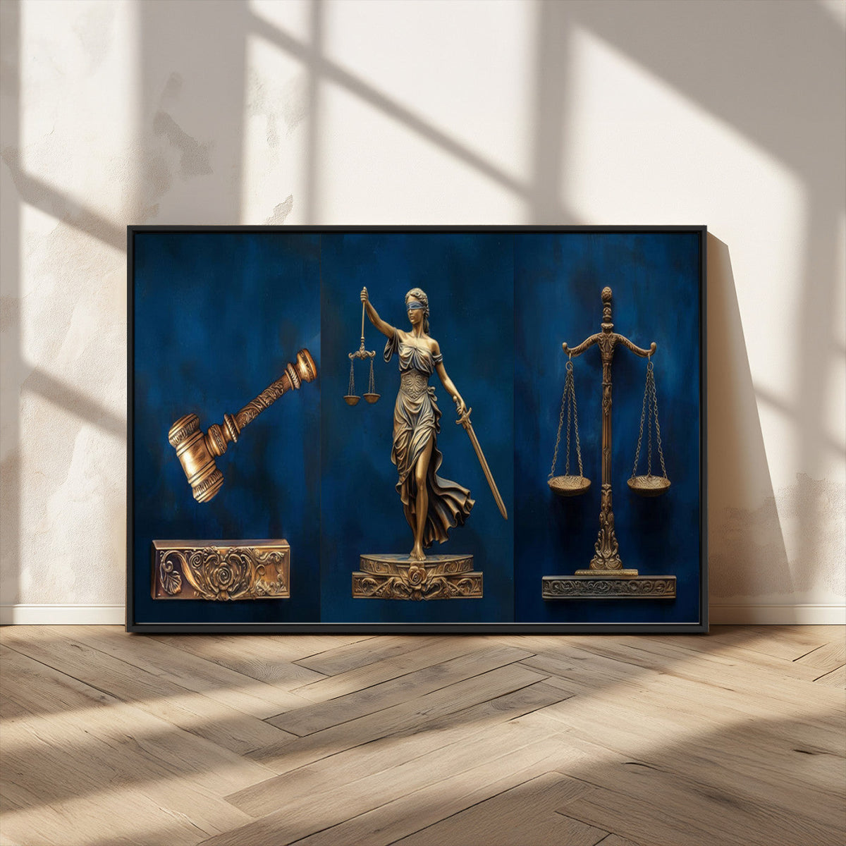 Lady Justice Wall Art Canvas Print – Elegant Gold Legal