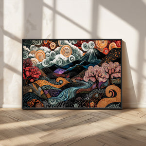 Whimsical Abstract Landscape Wall Art Canvas Print, Colorful