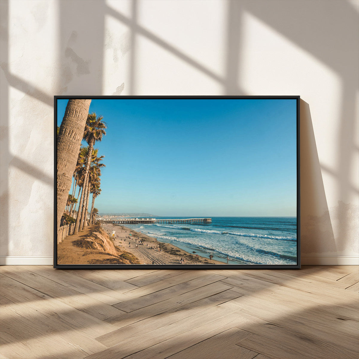 Scenic Beach Wall Art Canvas Print – Tall Palm Trees, Sandy