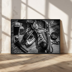 Old Pair of Mens Skates Wall Art Canvas, Men Skates Wall Art