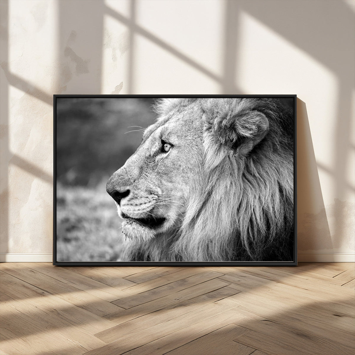 Lion Wall Art Canvas Print – Framed Majestic Wildlife