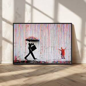 Banksy Wall Art Canvas Print, Framed Graffiti Art Picture