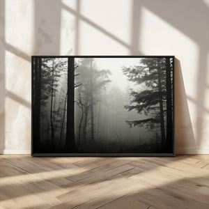 Misty Forest Wall Art Premium Canvas Print a Foggy and