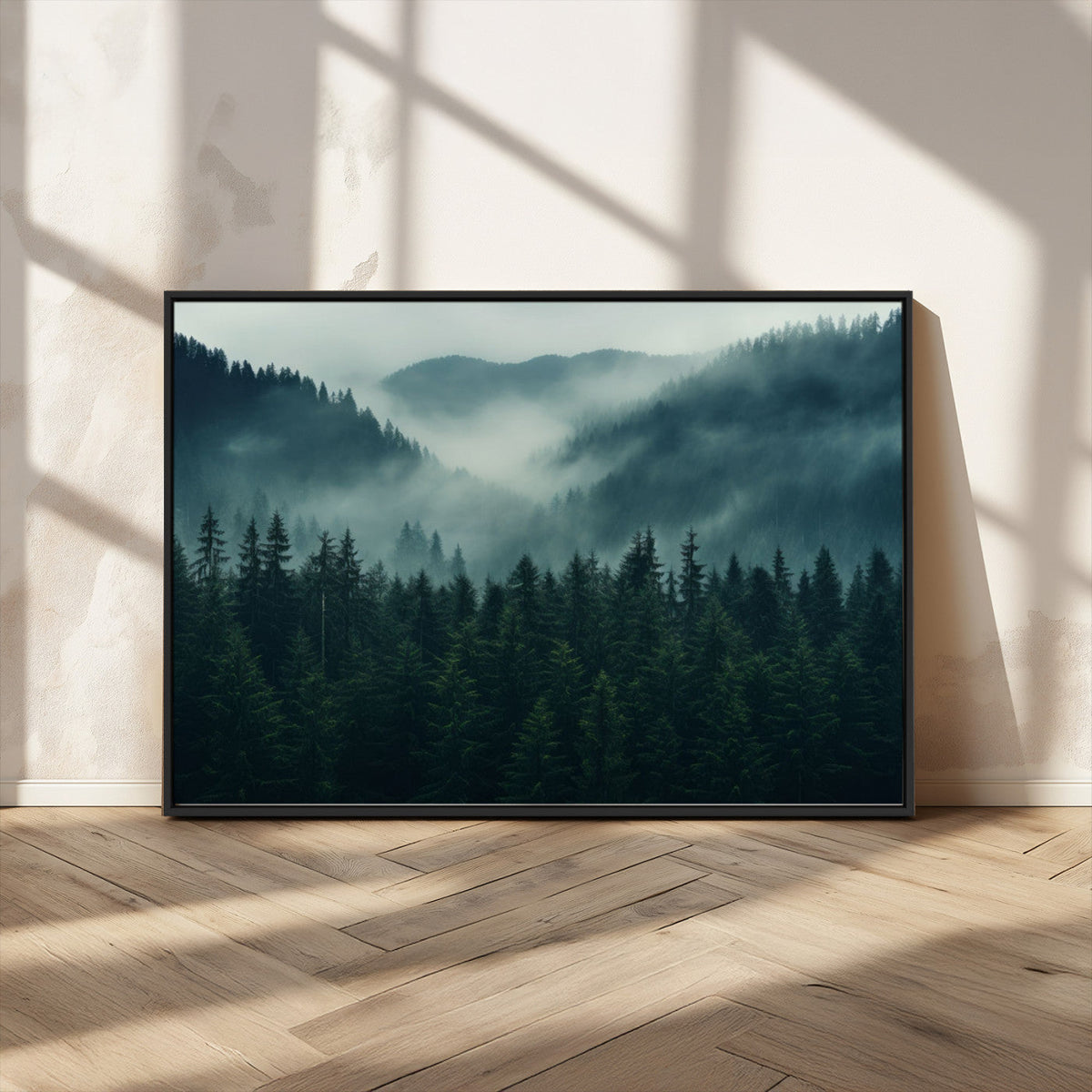Captivating Misty Forest Wall Art Premium Canvas Print,
