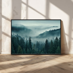 Captivating Misty Foggy Forest Wall Art Premium Canvas Print